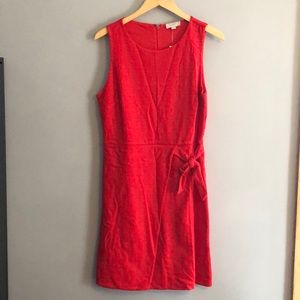 LOFT red sleeveless dress faux wrap